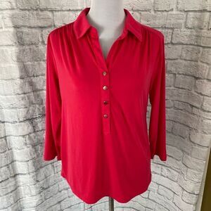 Premise women L quarter button collared blouse